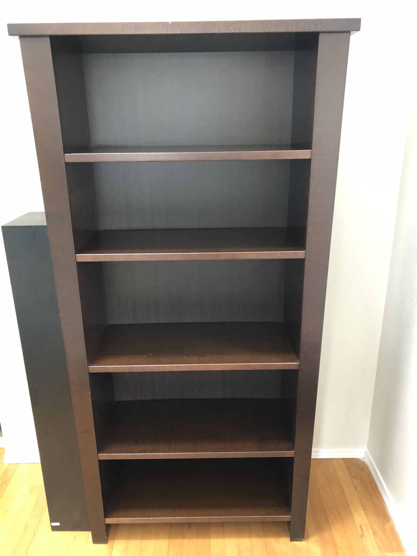 Dark wood bookshelf