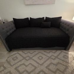 Upholstered Daybed With Trundle, Includes Mattress and Bedspread 