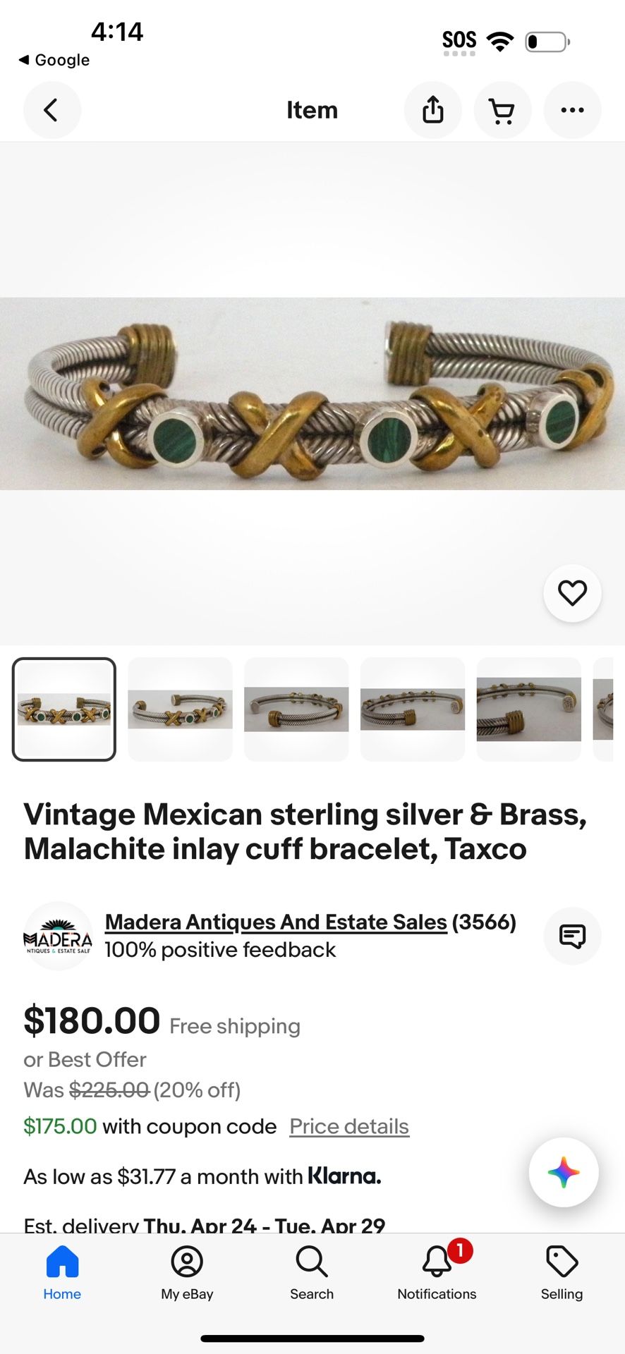 Vintage Mexican sterling silver & Brass, Malachite inlay cuff bracelet, Taxco turquoise blue