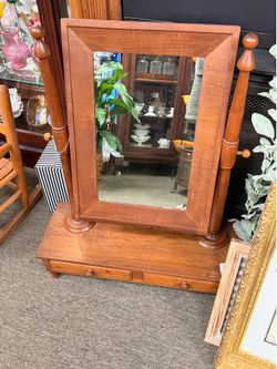 Wooden Vanity Mirror with Drawers