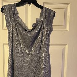 Silver Slit Gown Dress 