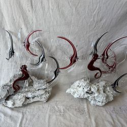 Glass sunfish display on a pedestal rock