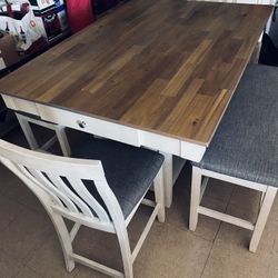 White Bar High Dining Table 6-8 People 