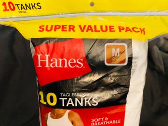 HANES - Tank Tops - Tagless - M Size - 10 Pack