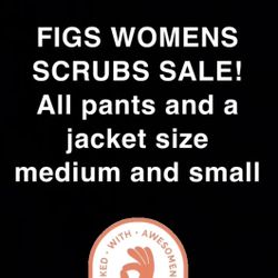 WOMENS FIGS SIZE MEDIUM SCRUB PANTS AND JACKET 2 SIZE SMALL PANTS
