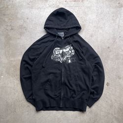 Vintage Y2K Fox Racing Black Zip Up Hoodie