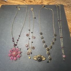 Lot of 5 Liz Palacios San Francisco Necklaces & Brooch . Vintage Style