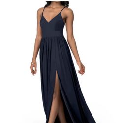 Azazie Kiri Dark Navy Bridesmaids Dress Size 10