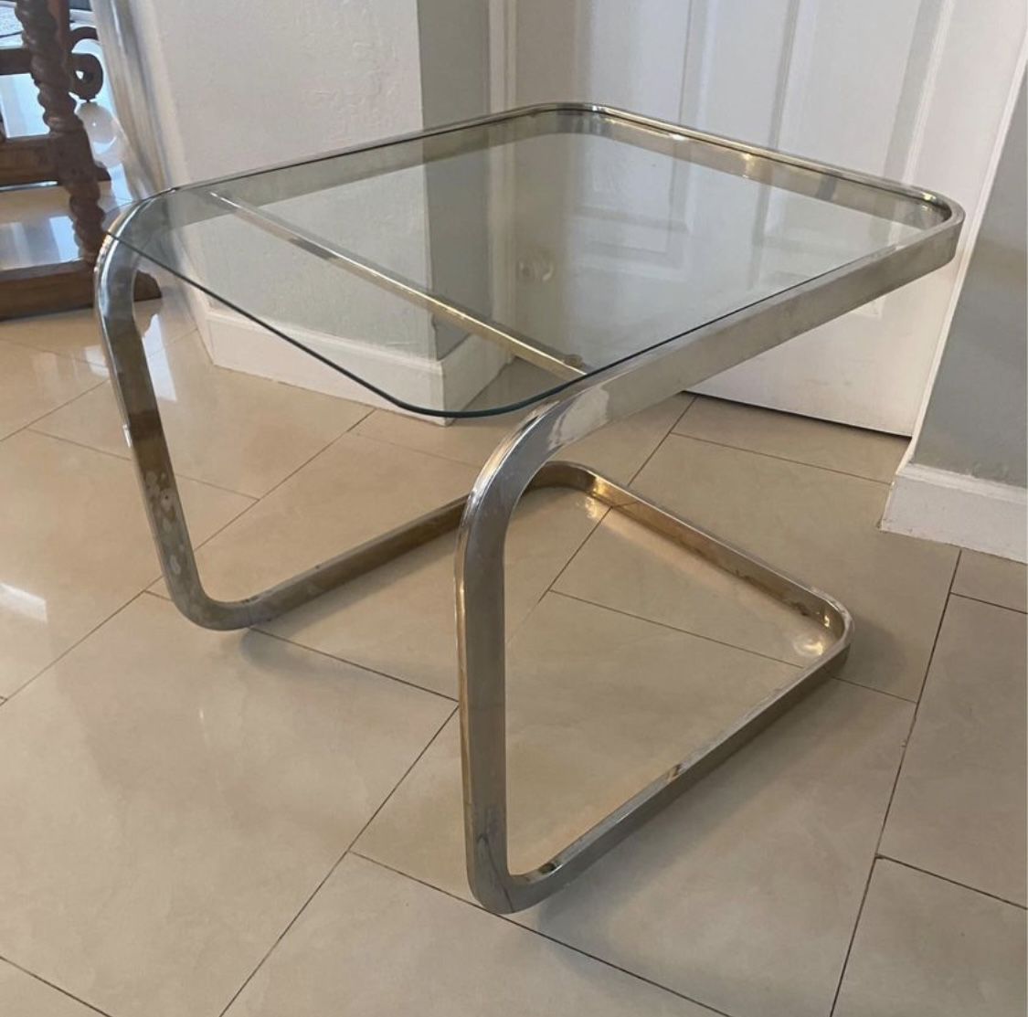 MidCentury Glass / Metal End Table