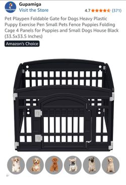 New Open Box.  Pet Playpen Foldable Gate for Dogs Heavy Plastic Puppy Exercise Pen Small Pets Fence Puppies Folding Cage 4 Panels for Puppies and Smal