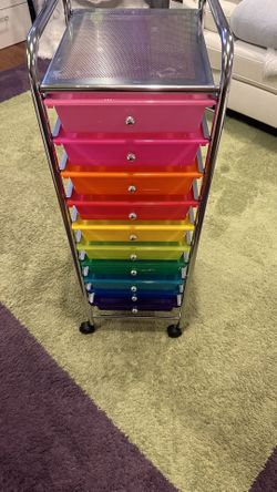 10 Drawers Rolling Storage Art Craft Organizer on Wheels, Metal