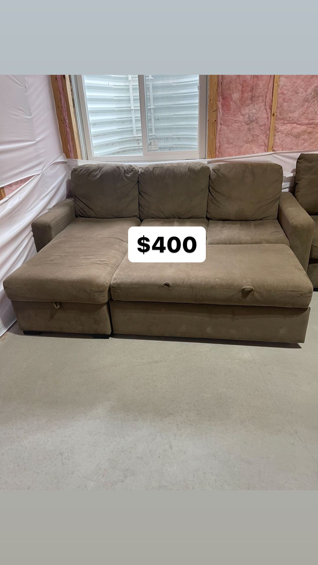 Delivery AVAILABLE Brown Sectional Sleeper With Chaise