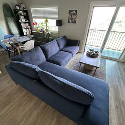 Midnight Blue Jollene Couch: 2 Piece Sectional