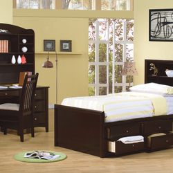 Cappuccino Finish Twin 4 PC Bedroom Set