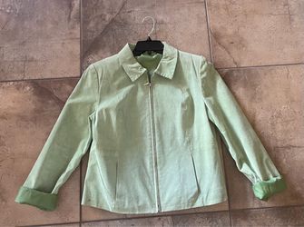 Mint Green Suede Zip-Up Jacket