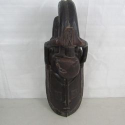 Hand Carved Wooden Cote Divoire Africa Tribal Mask Wall Decor 16" L


