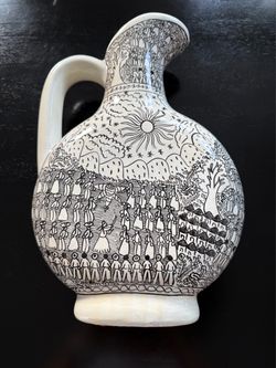Vintage Hand painted Pitcher Jug 14”