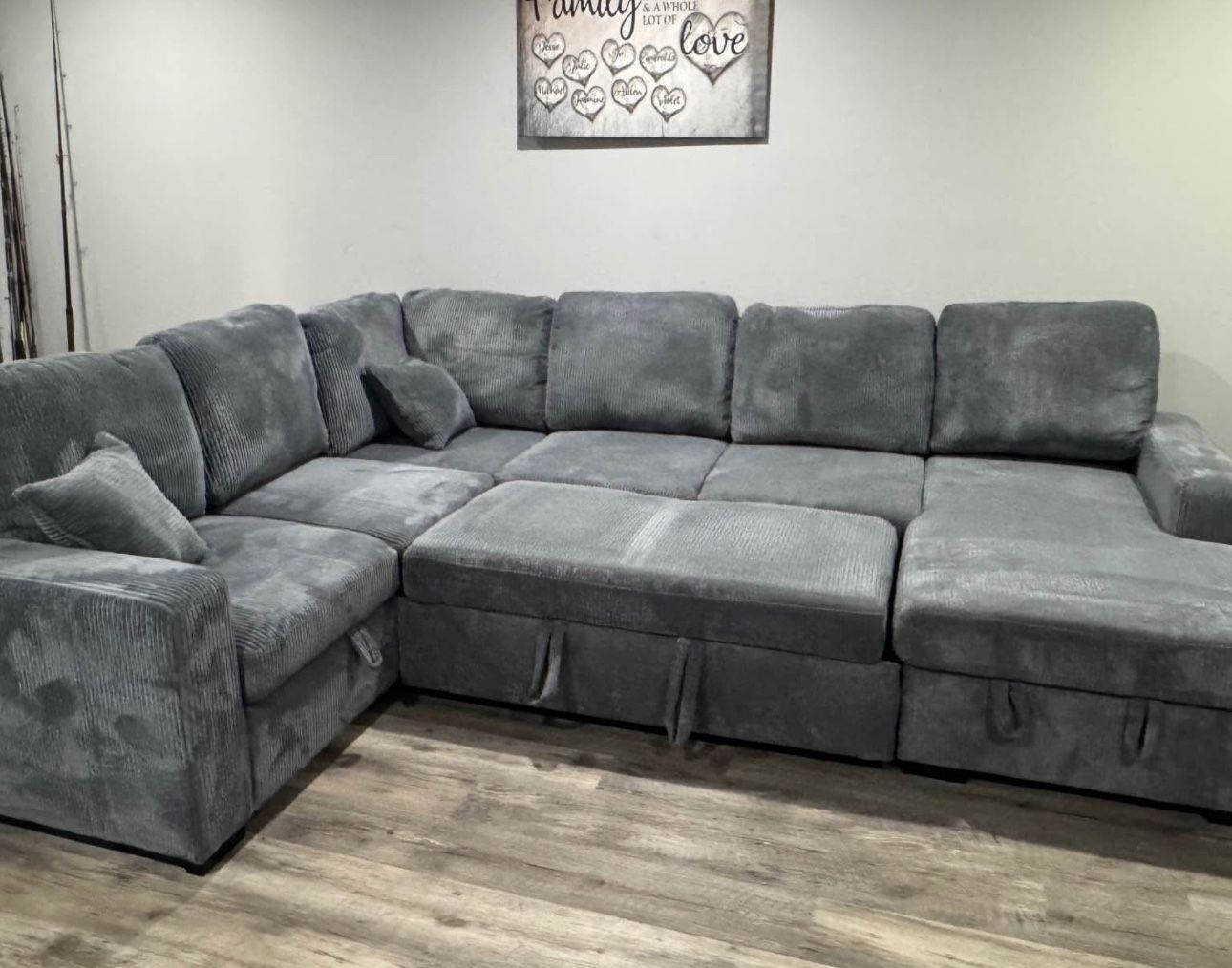 Corduroy Couch Pull Up Bed With USB