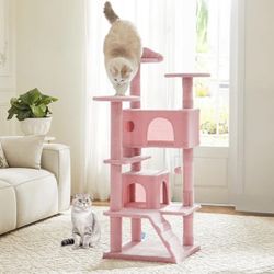 Multi-Level Cat Tree w/ Condos, Scratching Posts & Dangling Toys