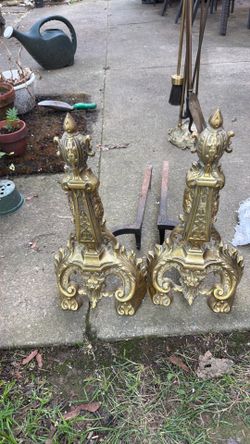 Vintage brass andirons