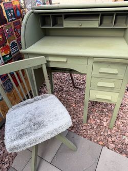 Roll top desk & adjustable chair