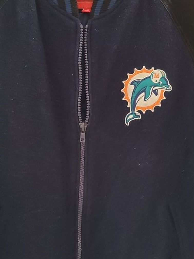 Jacket NFL Miami Dolphins. It's a Little dirty on the back Size Medium..please Look At All Pictures.