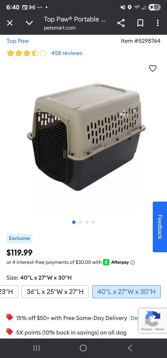 Top Paw 40 Inch Crate.