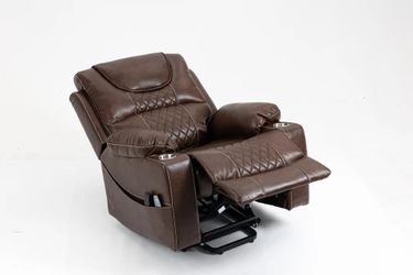 #A102abc- Chair Lift Chair Relax Sofa Chair Sitting Room Furniture Sitting Room Power Supply Elderly Electric Lounge Chair Brown Cotton Leather