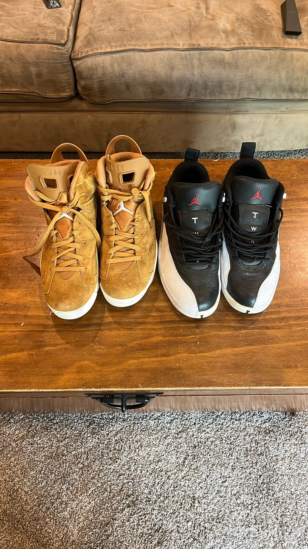 Jordan 12 Playoff (size 11) And Jordan 6 Wheat (size 10)