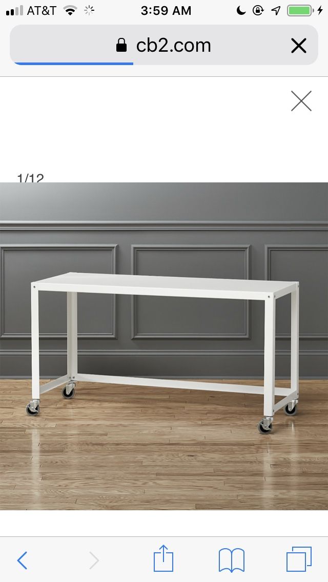 CB2 go-cart white rolling desk