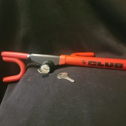 Vintage The Club Original Car Auto Steering Wheel Lock with Key Red And Black
