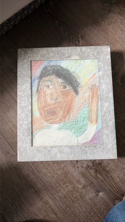 Framed Crayon Portrait Drawing