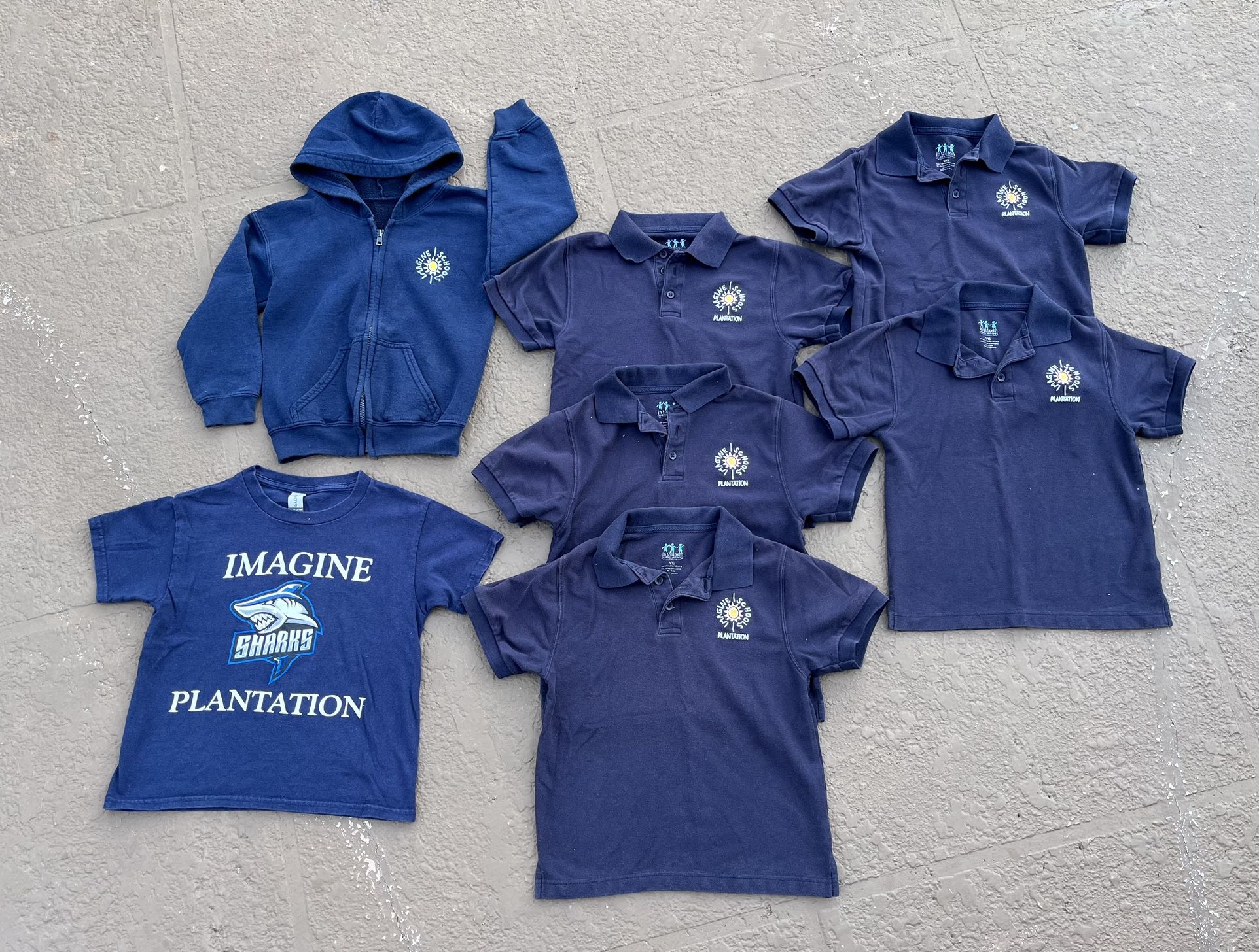EUC Imagine Schools Plantation jacket, polo, & t-shirt set, size youth XS/S.
