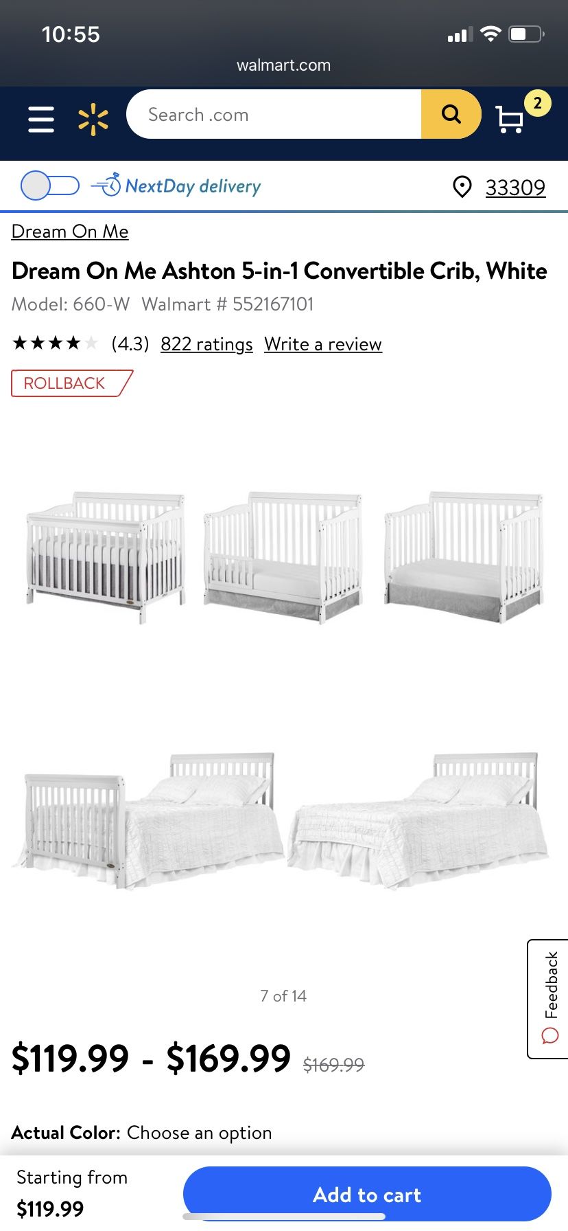 Crib converts to full bed or todler bed needs paibt has biting on one rail