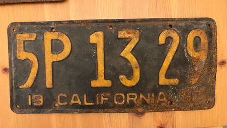 1937 Vintage California Black Plate