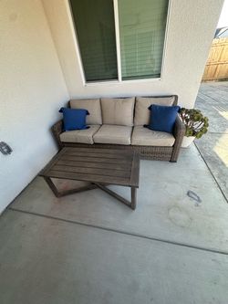 Outdoor Wicker Sofa and Coffee Table Set