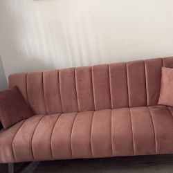 Pink velvet Convertible Sofa 