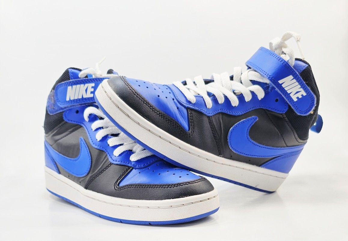 Nike Kids Court Borough Mid 2 DM8872-001 Blue Black Sneaker Shoes Size 5.5Y 