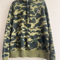 BAPE A Bathing Ape Green Camo Pullover Hoodie 