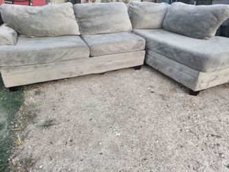 Two piece grey sectional sofa microfiber