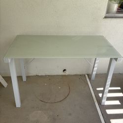 Glass Top Desk. 48” By 24 “.  White
