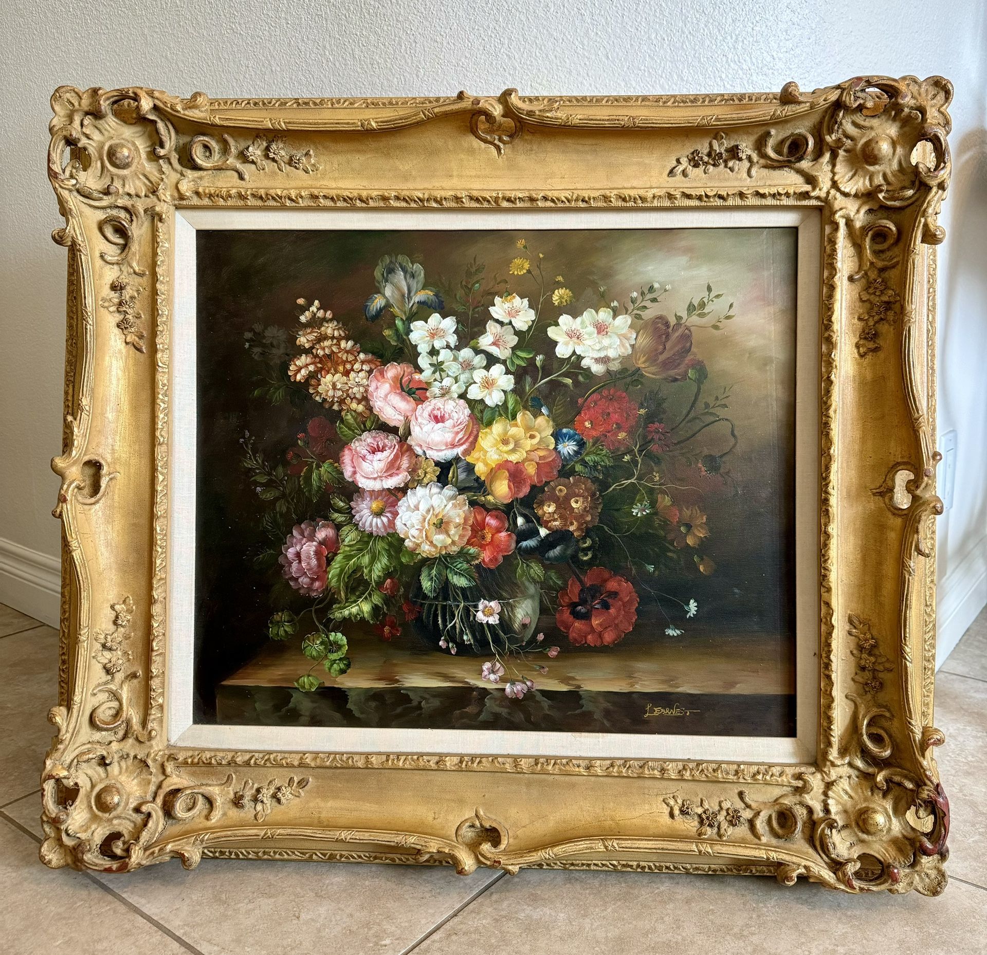 GORGEOUS OIL PAINTING WITH BEAUTIFUL FRAME AND SIGNATURE