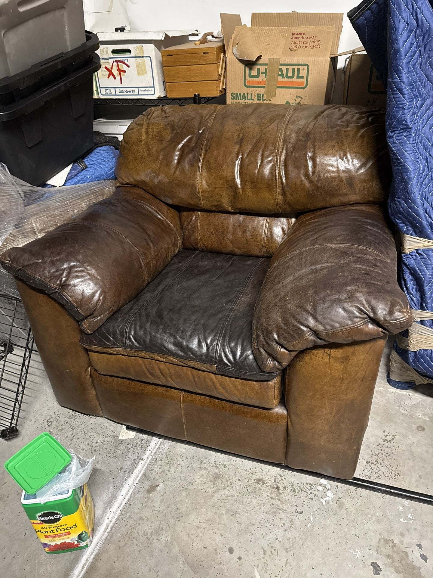 Brown Leather Couch And Chair $500
