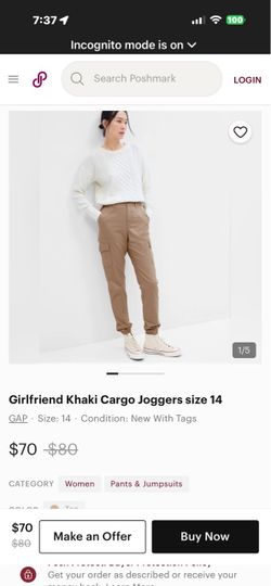 Brand new  GAP khaki cargo joggers  pants