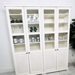 Bookcase White With Glass Doors