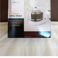 Mainstays White 12 Cup Coffee Maker with Removable Filter Basket

