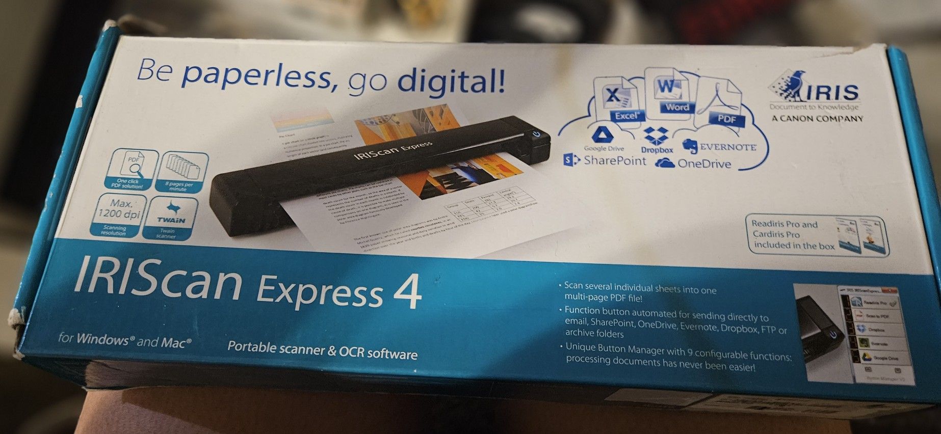 IRIScan Express 4 USB Portable 1200 dpi Scanner