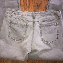 Jones New York Lexington Straight Size 14 Petite Grey Embellished Jeans WAIST: 38” LENGTH: 29”