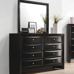 Coaster Furniture Briana 8-Drawer Dresser Chest  With Mirror Black 200703
