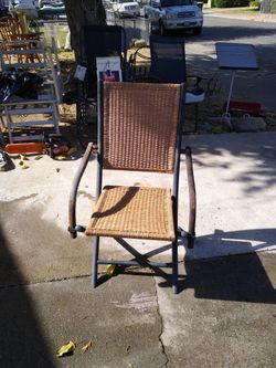 Vintage Tall Woven Seat Outdoor Folding Chair